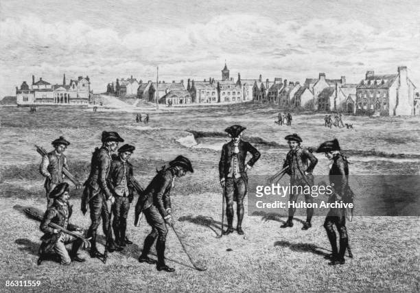 Group of men playing golf at the Royal and Ancient Golf Club of St Andrews, Fife, Scotland, 1798.