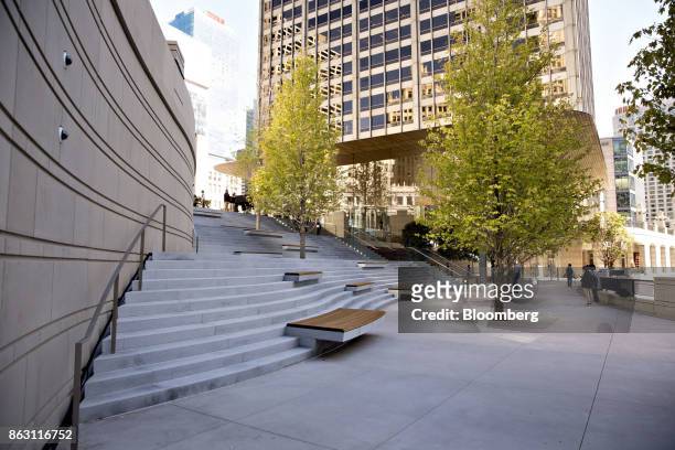 Public plaza surrounds the new Apple Inc. Michigan Avenue store during a media preview in Chicago, Illinois, U.S., on Thursday, Oct. 19, 2017. The...