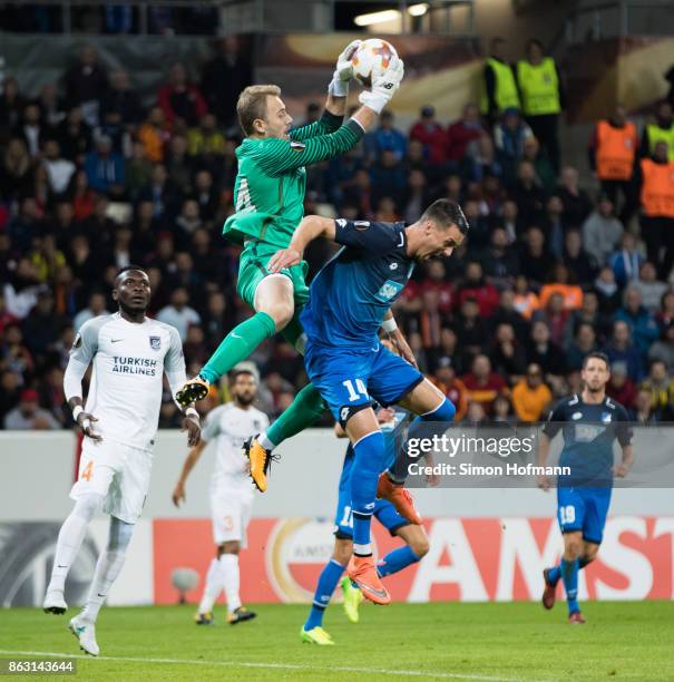 Goalkeeper Mert Guenok of Istanbul makes a save against Sandro Wagner of Hoffenheim during the UEFA Europa League group C match between 1899...