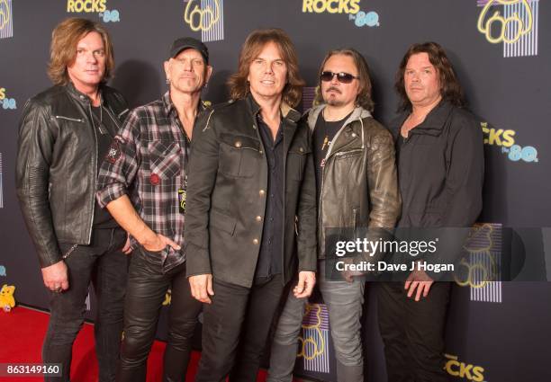 John Levin, Ian Haugland, John Norum, Joey Tempest, and Mic Michali of Europe is pictured at BBC Children in Need Rocks the 80s at SSE Arena on...