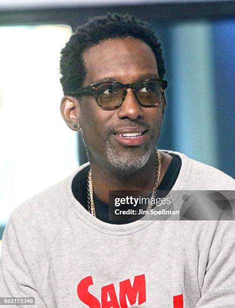 Singer Shawn Stockman of Boyz II Men attends Build to discuss their album "Under the Streetlight" at Build Studio on October 19, 2017 in New York...