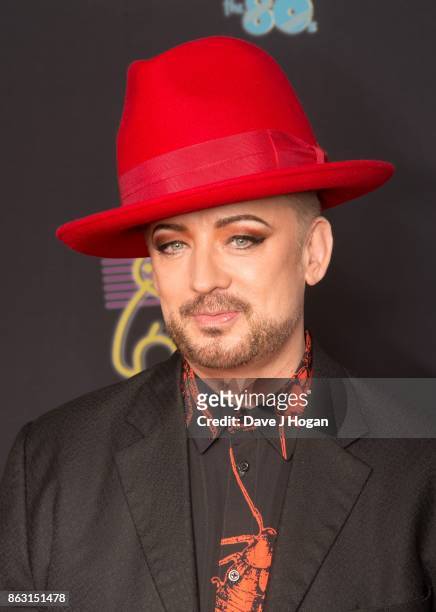 Boy George is pictured at BBC Children in Need Rocks the 80s at SSE Arena on October 19, 2017 in London, England.