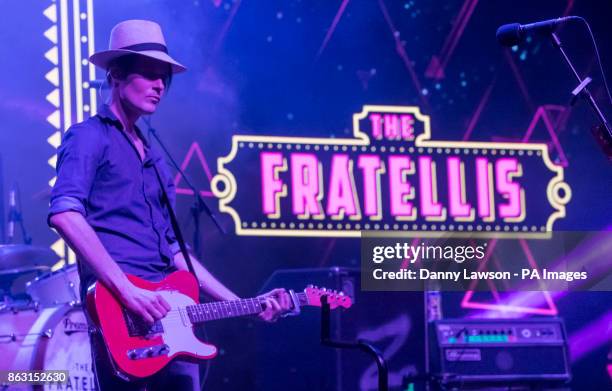 The Fratellis perform during the Audio and Radio Industry Awards at the First Direct Arena in Leeds.