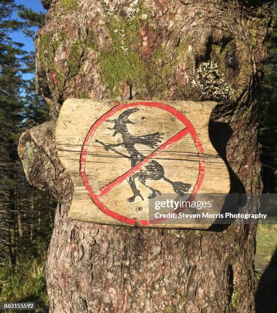 witch no fly zone sign bergen norway - restricted area sign ストックフォトと画像