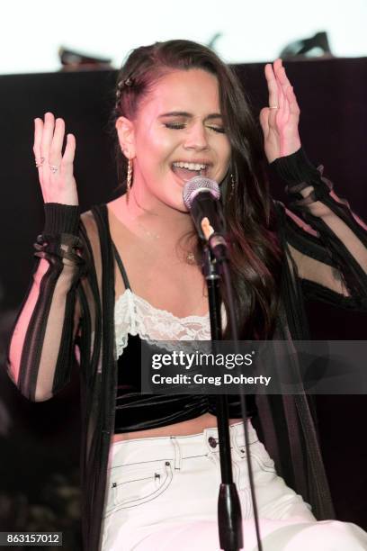 Singer Bea Miller performs at the Childhelp Hosts An Evening Celebrating Hollywood Heroes at Riviera 31 on October 18, 2017 in Beverly Hills,...