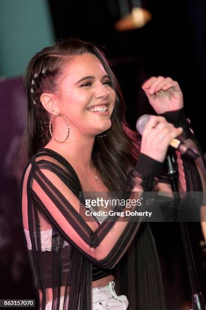 Singer Bea Miller performs at the Childhelp Hosts An Evening Celebrating Hollywood Heroes at Riviera 31 on October 18, 2017 in Beverly Hills,...