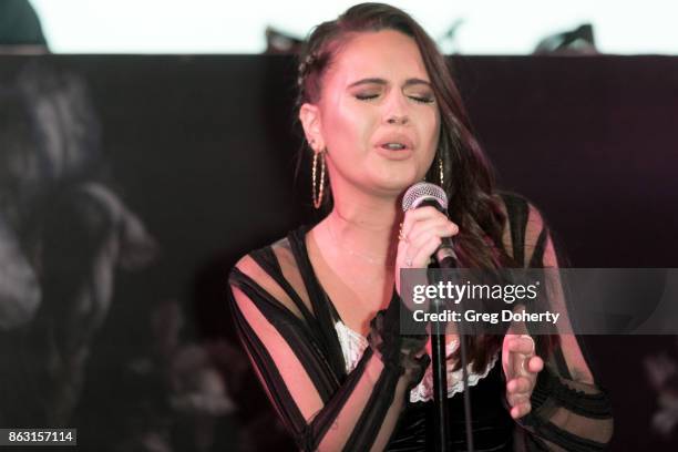 Singer Bea Miller performs at the Childhelp Hosts An Evening Celebrating Hollywood Heroes at Riviera 31 on October 18, 2017 in Beverly Hills,...