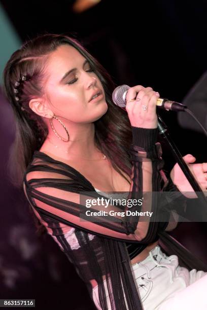 Singer Bea Miller performs at the Childhelp Hosts An Evening Celebrating Hollywood Heroes at Riviera 31 on October 18, 2017 in Beverly Hills,...