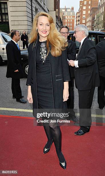 Model and actress Jerry Hall arrives at the Galaxy British Book Awards at Grosvenor House on April 3, 2009 in London, England.