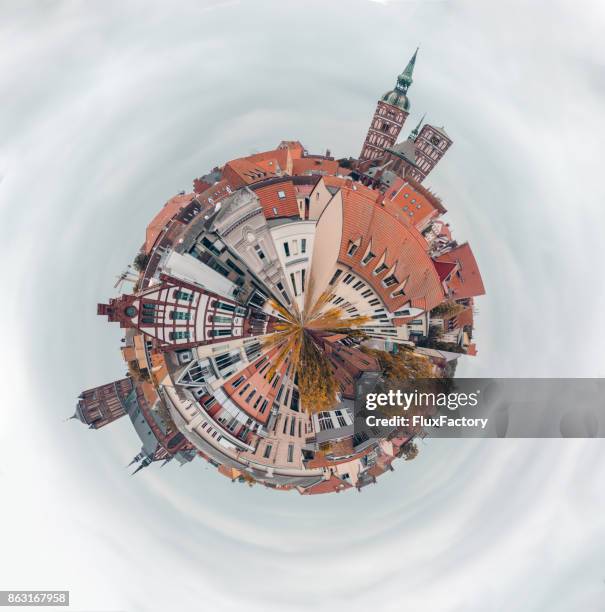 little planet stralsund - town map stock pictures, royalty-free photos & images