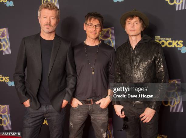 Magne Furuholmen, Morten Harket, and Paul Waaktaar-Savoy of a-ha are pictured at BBC Children in Need Rocks the 80s at SSE Arena on October 19, 2017...