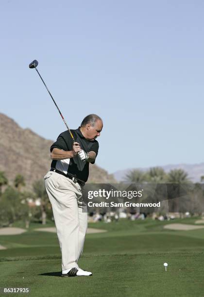 Rush Limbaugh in action during the third round of the Bob Hope Chrysler Classic held at the Palmer Private Course at PGA West in La Quinta,...