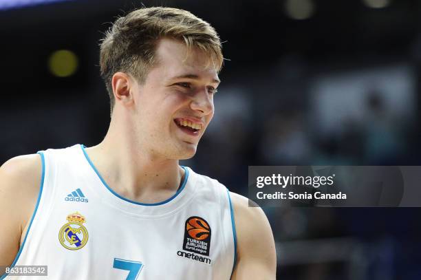 Luka Doncic, #7 guard of Real Madrid during the 2017/2018 Turkish Airlines Euroleague Regular Season Round 2 game between Real Madrid and CSKA Moscow...