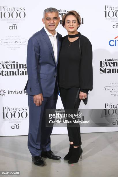 Sadiq Khan and Saadiya Khan attend London Evening Standard's Progress 1000: London's Most Influential People event at on October 19, 2017 in London,...