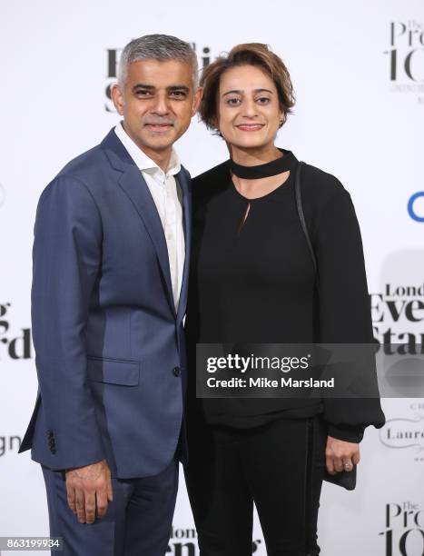 Sadiq Khan and Saadiya Khan attend London Evening Standard's Progress 1000: London's Most Influential People event at on October 19, 2017 in London,...