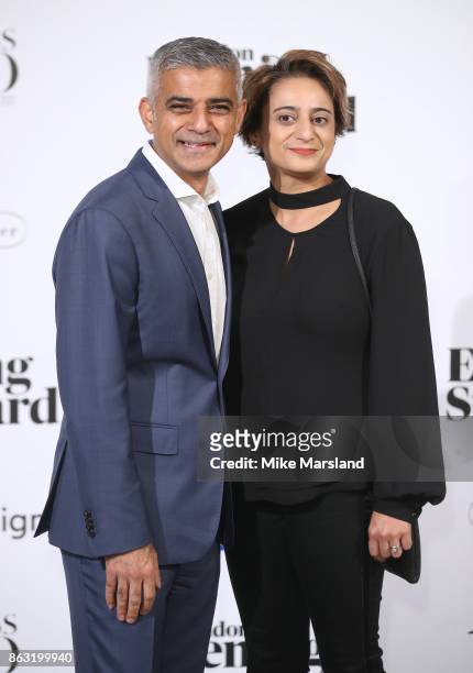 Sadiq Khan and Saadiya Khan attend London Evening Standard's Progress 1000: London's Most Influential People event at on October 19, 2017 in London,...