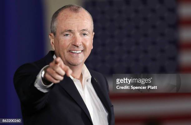 Democratic candidate Phil Murphy, who is running against Republican Lt. Gov. Kim Guadagno for the governor of New Jersey , speaks at a rally on...
