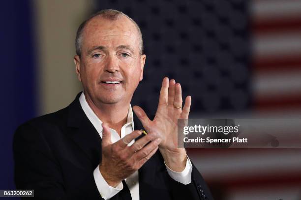 Democratic candidate Phil Murphy, who is running against Republican Lt. Gov. Kim Guadagno for the governor of New Jersey , speaks at a rally on...