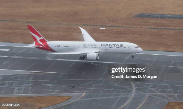 The new Qantas Boeing 787 Dreamliner arrives in Sydney for the first time on October 20, 2017 in Sydney, Australia.