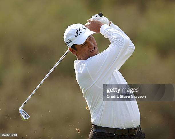 Michael Campbell hits from the ninth tee during the final round of the 2005 Target World Challenge Presented by Countrywide at the Sherwood Country...