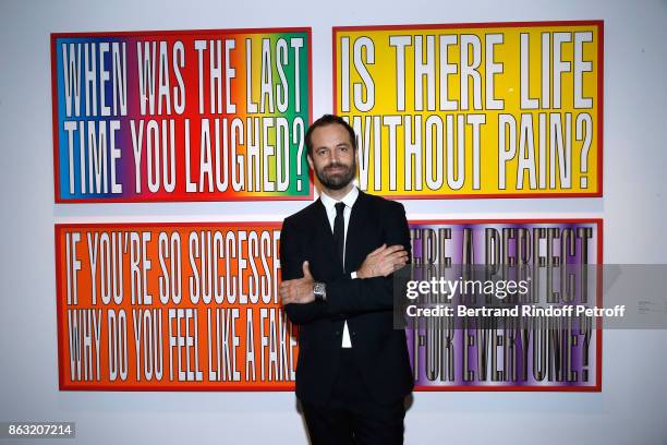 Benjamin Millepied attends the Art Exhibition Reflexion Redux of Benjamin Millepied and Barbara Kruger at Studio des Acacias on October 19, 2017 in...