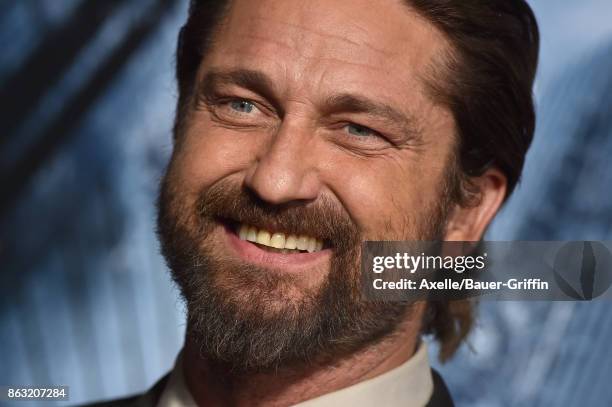 Actor Gerard Butler arrives at the premiere of 'Geostorm' at TCL Chinese Theatre on October 16, 2017 in Hollywood, California.