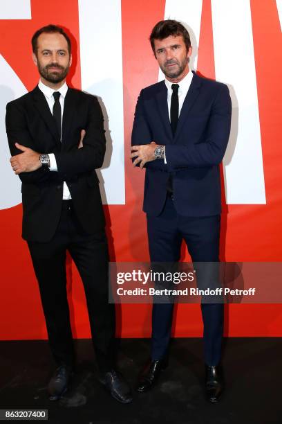 Benjamin Millepied and CEO of Mazarine Group Paul-Emmanuel Reiffers attend the Art Exhibition Reflexion Redux of Benjamin Millepied and Barbara...