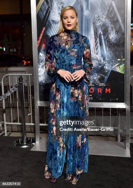 Actress Abbie Cornish arrives at the premiere of 'Geostorm' at TCL Chinese Theatre on October 16, 2017 in Hollywood, California.