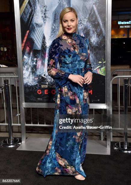 Actress Abbie Cornish arrives at the premiere of 'Geostorm' at TCL Chinese Theatre on October 16, 2017 in Hollywood, California.