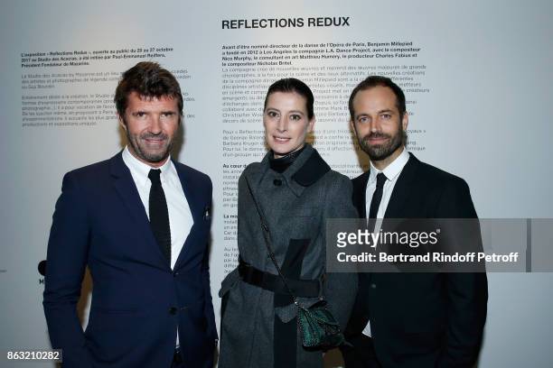 Of Mazarine Group Paul-Emmanuel Reiffers, Marie-Agnes Gillot and Benjamin Millepied attend the Art Exhibition Reflexion Redux of Benjamin Millepied...
