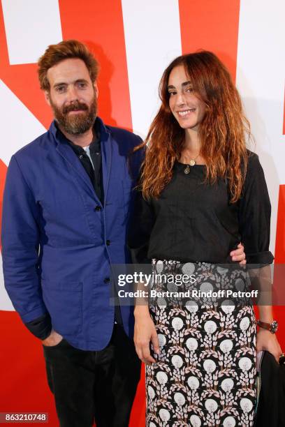 Arthur de Kersauson and his wife Clotilde de Kersauson attend the Art Exhibition Reflexion Redux of Benjamin Millepied and Barbara Kruger at Studio...