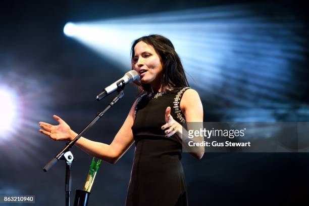 Andrea Corr of The Corrs perform on stage at the Royal Albert Hall on October 19 in London, England.