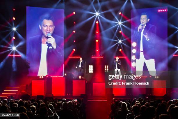 Freddy Maerz and Martin Marcell of the German band Fantasy perform live on stage during a concert at the Tempodrom on October 19, 2017 in Berlin,...