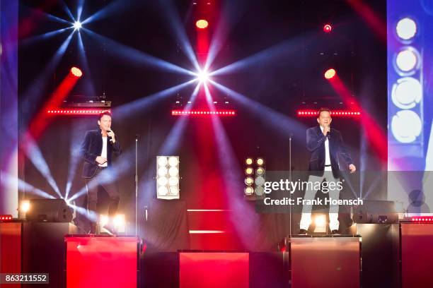 Freddy Maerz and Martin Marcell of the German band Fantasy perform live on stage during a concert at the Tempodrom on October 19, 2017 in Berlin,...