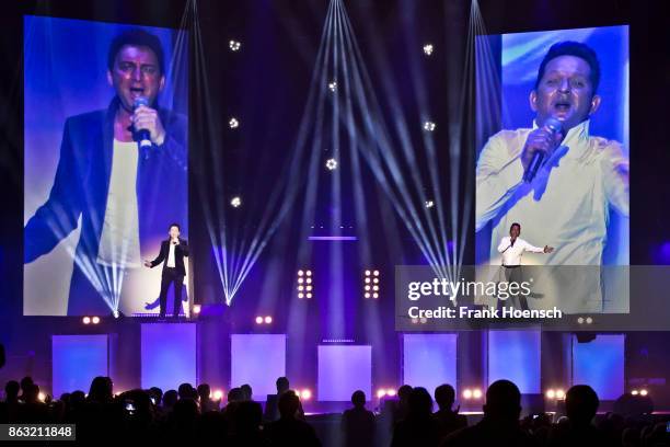 Freddy Maerz and Martin Marcell of the German band Fantasy perform live on stage during a concert at the Tempodrom on October 19, 2017 in Berlin,...