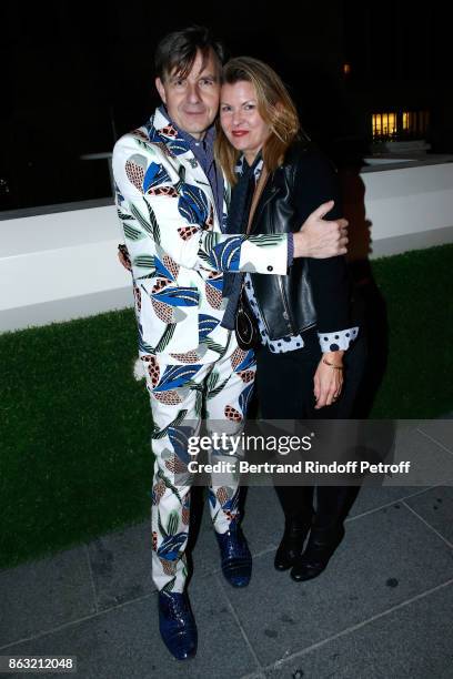 Johan Creten and Morgane Morisse attend the Dinner for the Art Exhibition Reflexion Redux and the launch of Numero Art With Benjamin Millepied and...