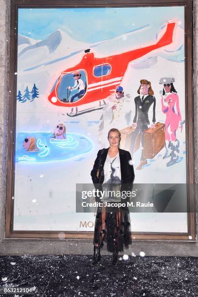 Stefania Rocca attends the Moncler Flagship Store Opening Cocktail on October 19, 2017 in Milan, Italy.