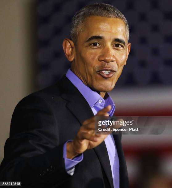Former President Barack Obama speaks at a rally in support of Democratic candidate Phil Murphy, who is running against Republican Lt. Gov. Kim...