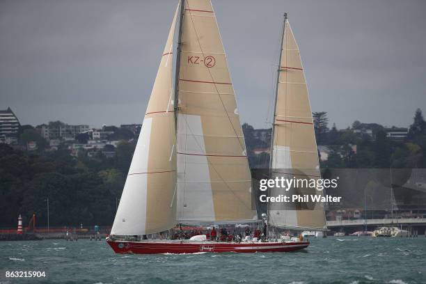 The fleet leaves Auckland Harbour and enters the Rangitoto channel at the start of the Coastal Classic on October 20, 2017 in Auckland, New Zealand....