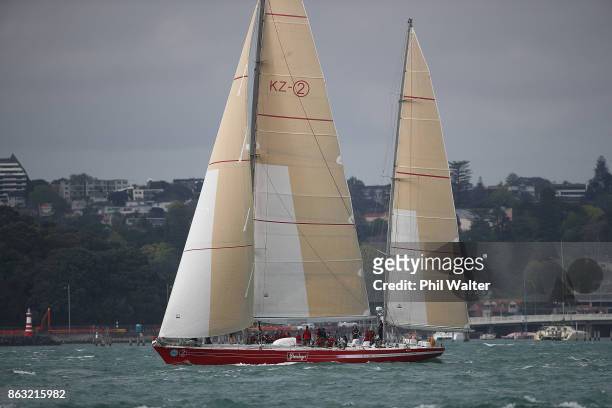 The fleet leaves Auckland Harbour and enters the Rangitoto channel at the start of the Coastal Classic on October 20, 2017 in Auckland, New Zealand....