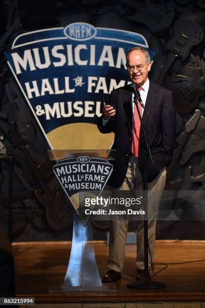 Representative Jim Cooper speaks at the The Recording Academy District Advocate Day at Musicians Hall of Fame and Museum on October 19, 2017 in...