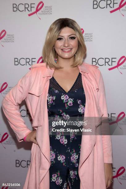 Actress Francesca Curran arrives at the 2017 Breast Cancer Research Foundation New York Symposium And Awards Luncheon at New York Hilton Midtown on...