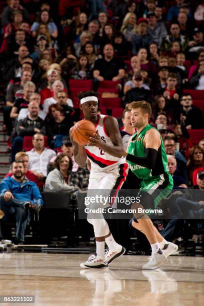 Anthony Morrow of the Portland Trail Blazers handles the ball during the preseason game against the Maccabi Haifa on October 13, 2017 at the Moda...