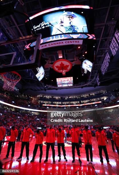 Toronto, ON - OCTOBER, 19 Prior to the start of the game, the Raptors honoured The Tragically Hip lead singer Gord Downie who passed away this week....