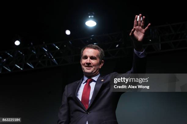 Democratic gubernatorial candidate and Virginia Lieutenant Governor Ralph Northam waves during a campaign event at the Greater Richmond Convention...