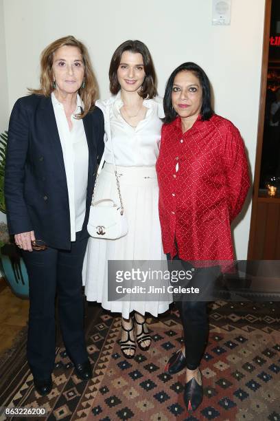 Paula Weinstein, Rachel Weisz and Mira Nair attends Through Her Lens: The Tribeca Chanel Women's Filmmaker Program Cocktail at Smyth Hotel on October...