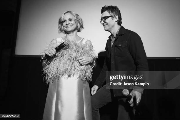 Amy Sedaris and Co-creator and Executive Producer Paul Dinello speak during the premiere screening and party for truTVs new comedy series At Home...