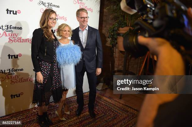 President of truTV Chris Linn, Amy Sedaris, and Executive Vice President & Head of Original Programming at truTV Marissa Ronca attends the premiere...