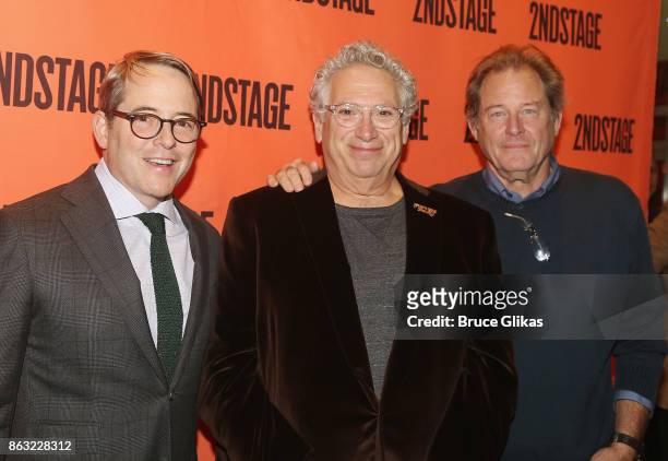 Matthew Broderick, Harvey Fierstein and Brian Kerwin pose at the Opening Night arrivals for "Torch Song" at The Second Stage Tony Kiser Theatre on...