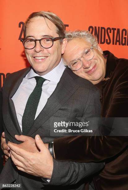 Matthew Broderick and Harvey Fierstein pose at the Opening Night arrivals for "Torch Song" at The Second Stage Tony Kiser Theatre on October 19, 2017...